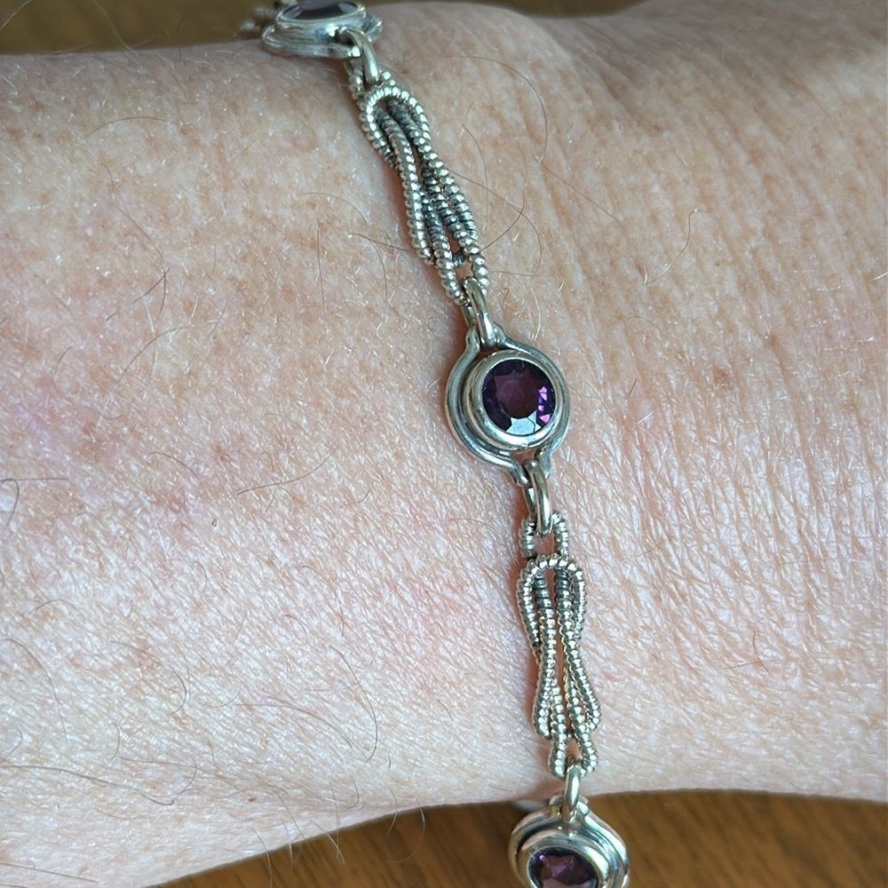 Antique sterling silver (gold wash) & amethyst bracelet